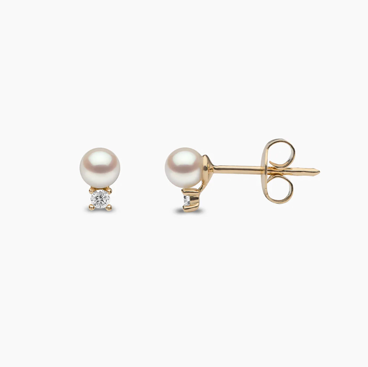 Trend 18K Gold Freshwater Pearl & Diamond Petite Stud Earrings