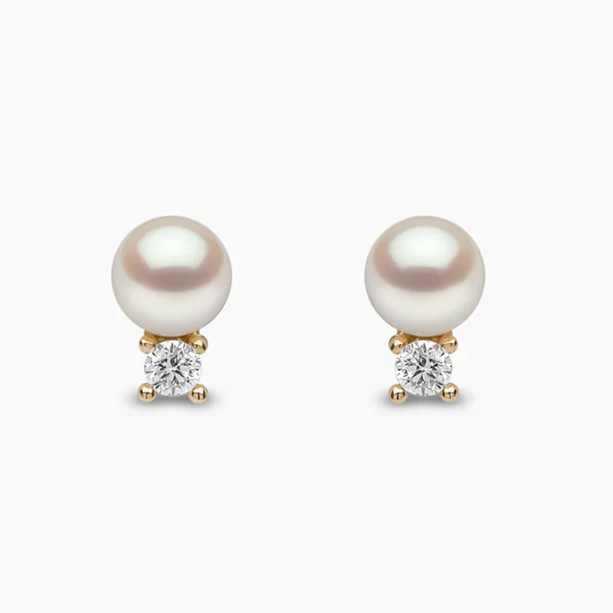 Trend 18K Gold Freshwater Pearl & Diamond Petite Stud Earrings