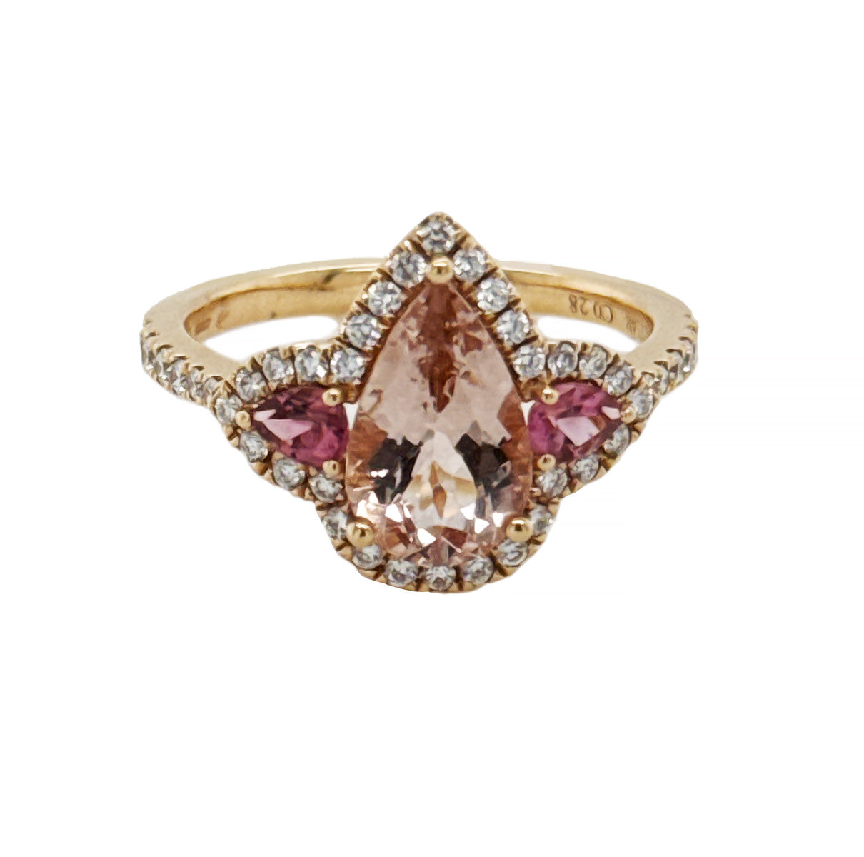 18K Rose Gold Pear Morganite Ring