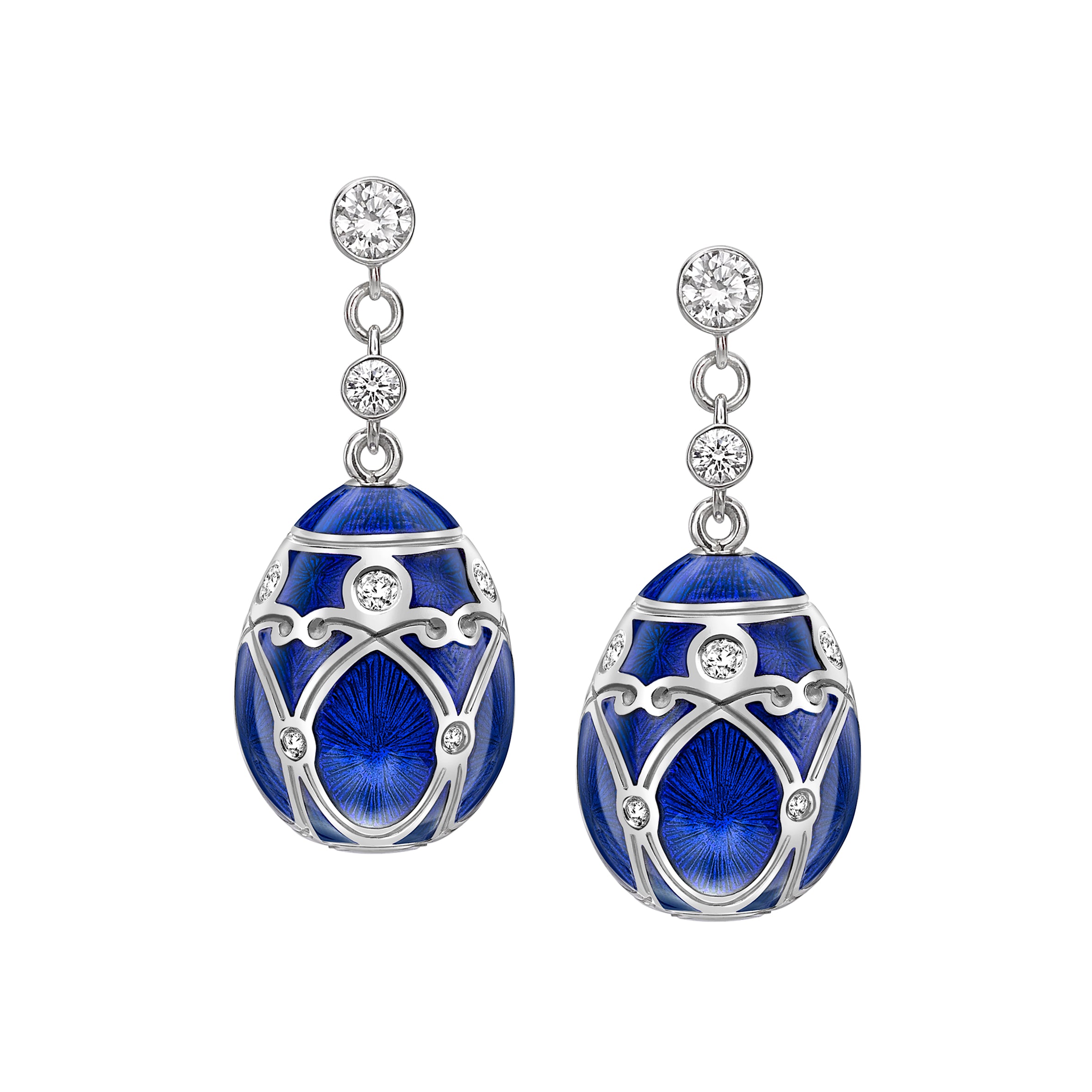 Fabergé Heritage White Gold Forever Palais Egg Drop Earrings