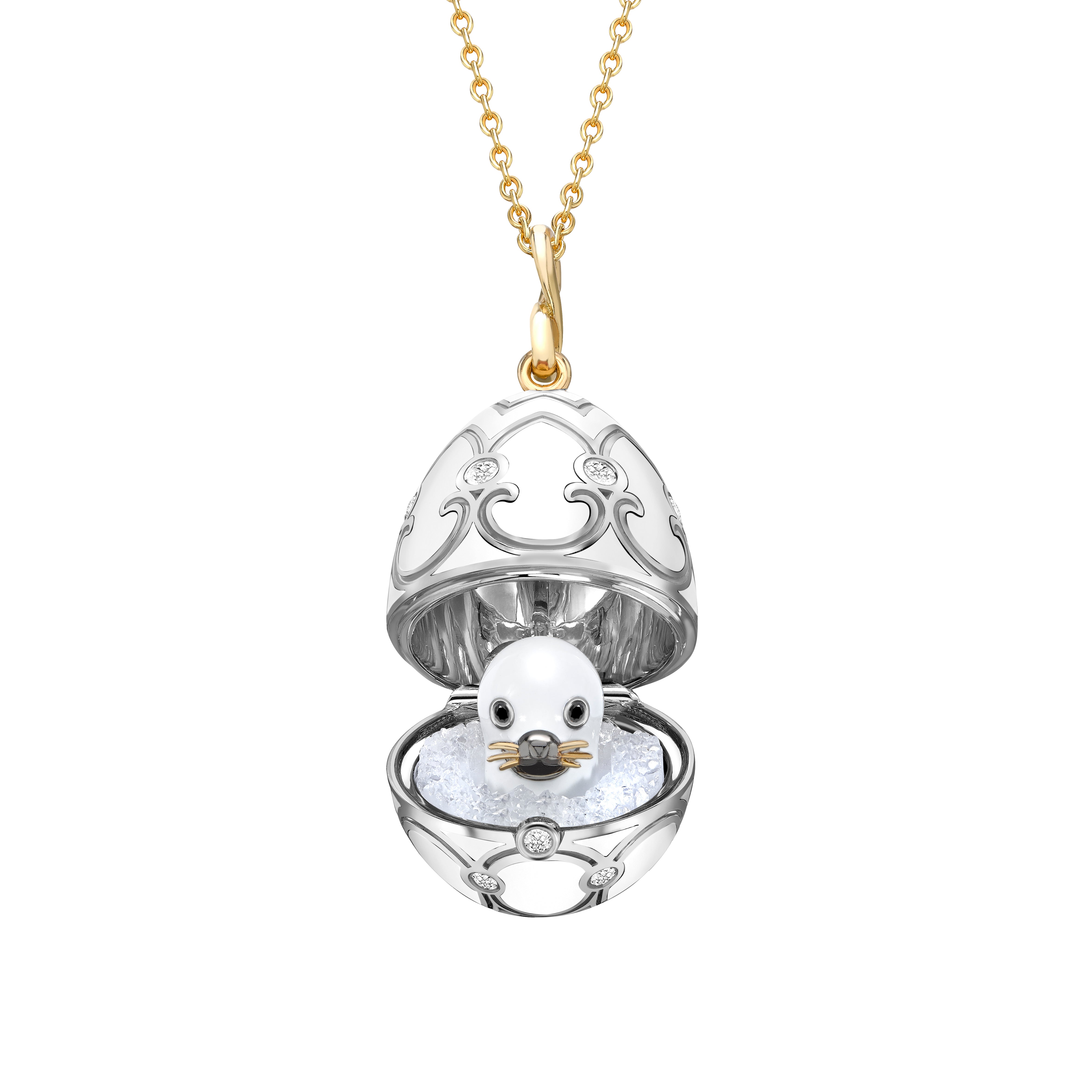 Fabergé Heritage Yellow and White Gold Surprise Seal Pendant