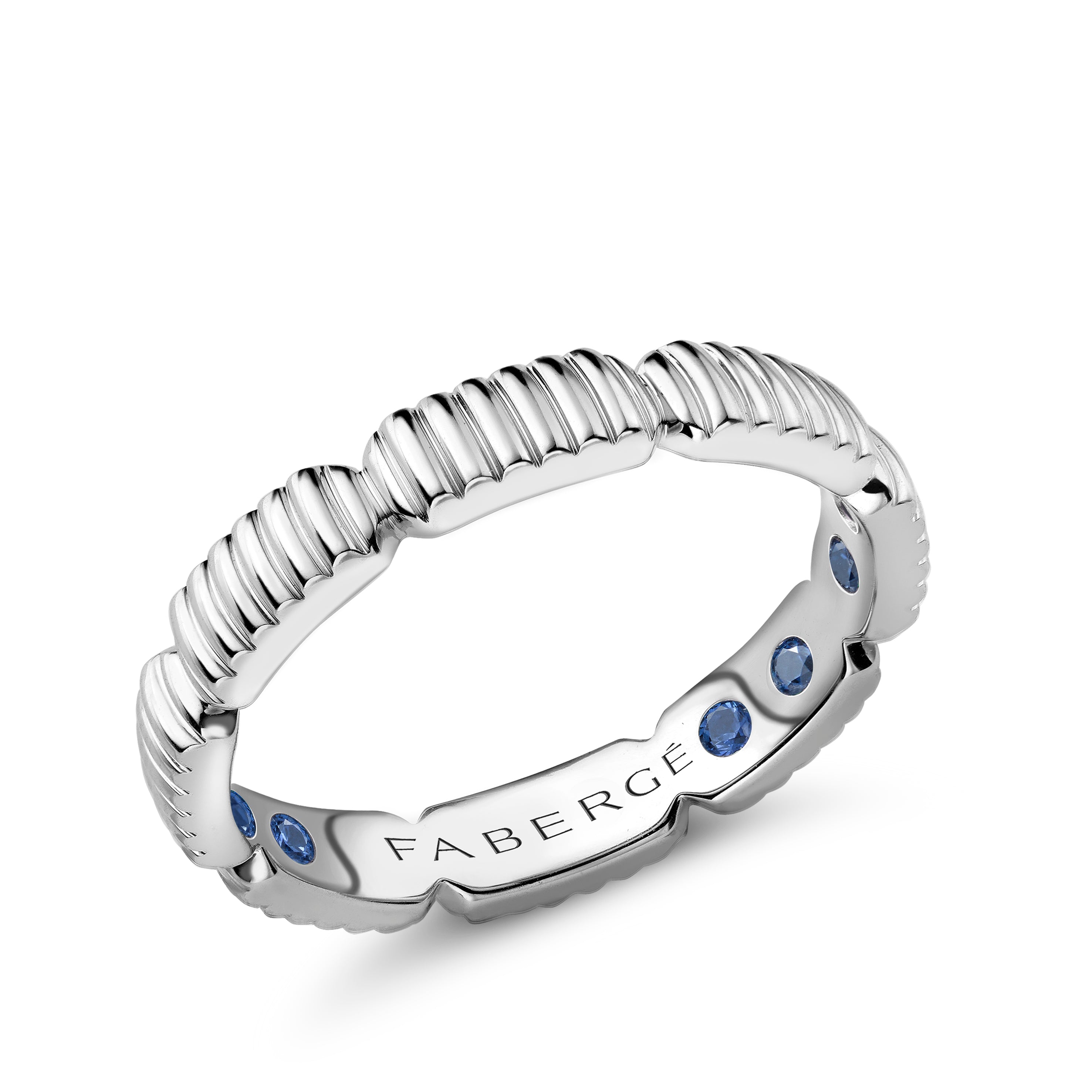 Love by Faberge White Gold Fluted Gemsation Ring with Hidden Sapphires