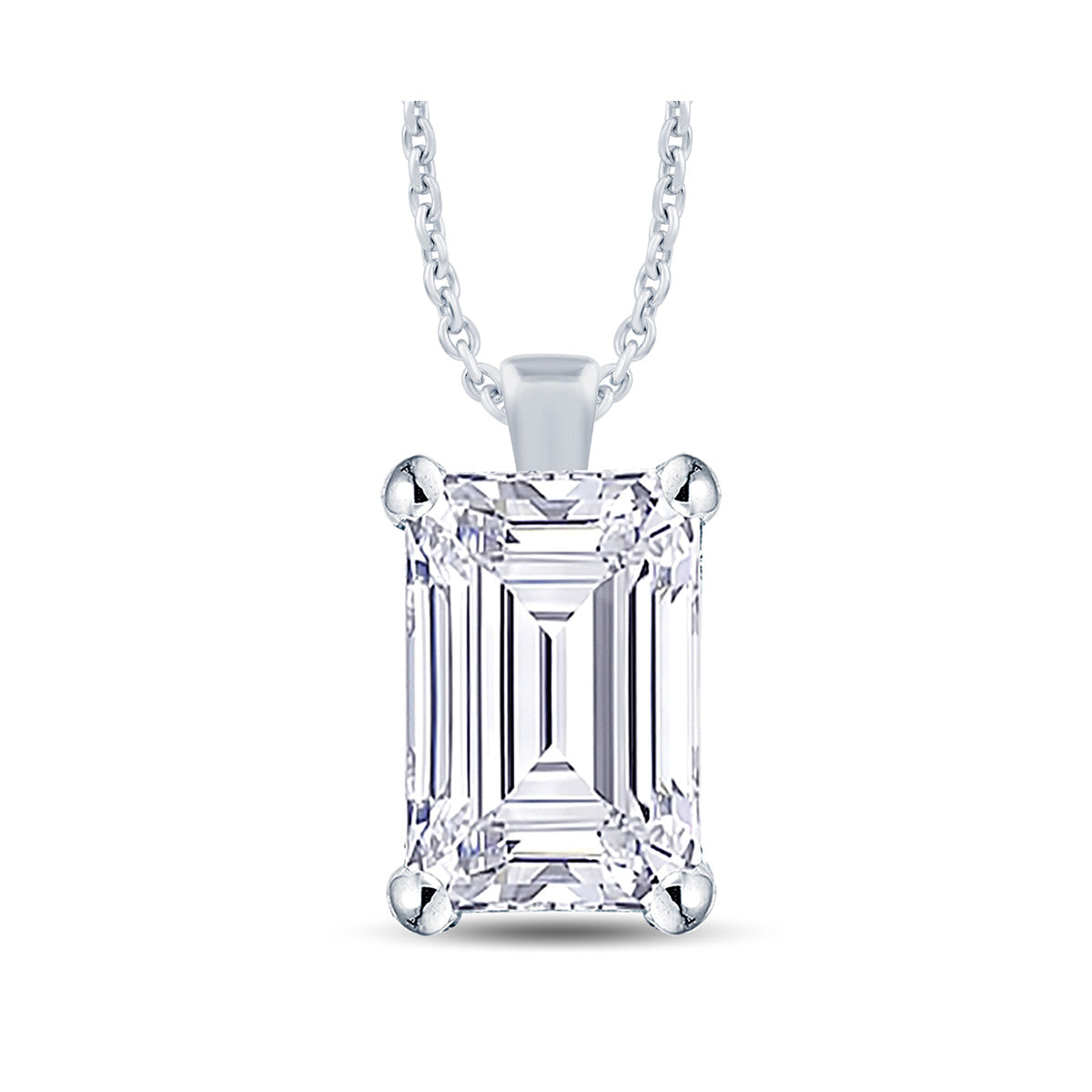 18K White Gold Emerald-Cut Diamond Necklace