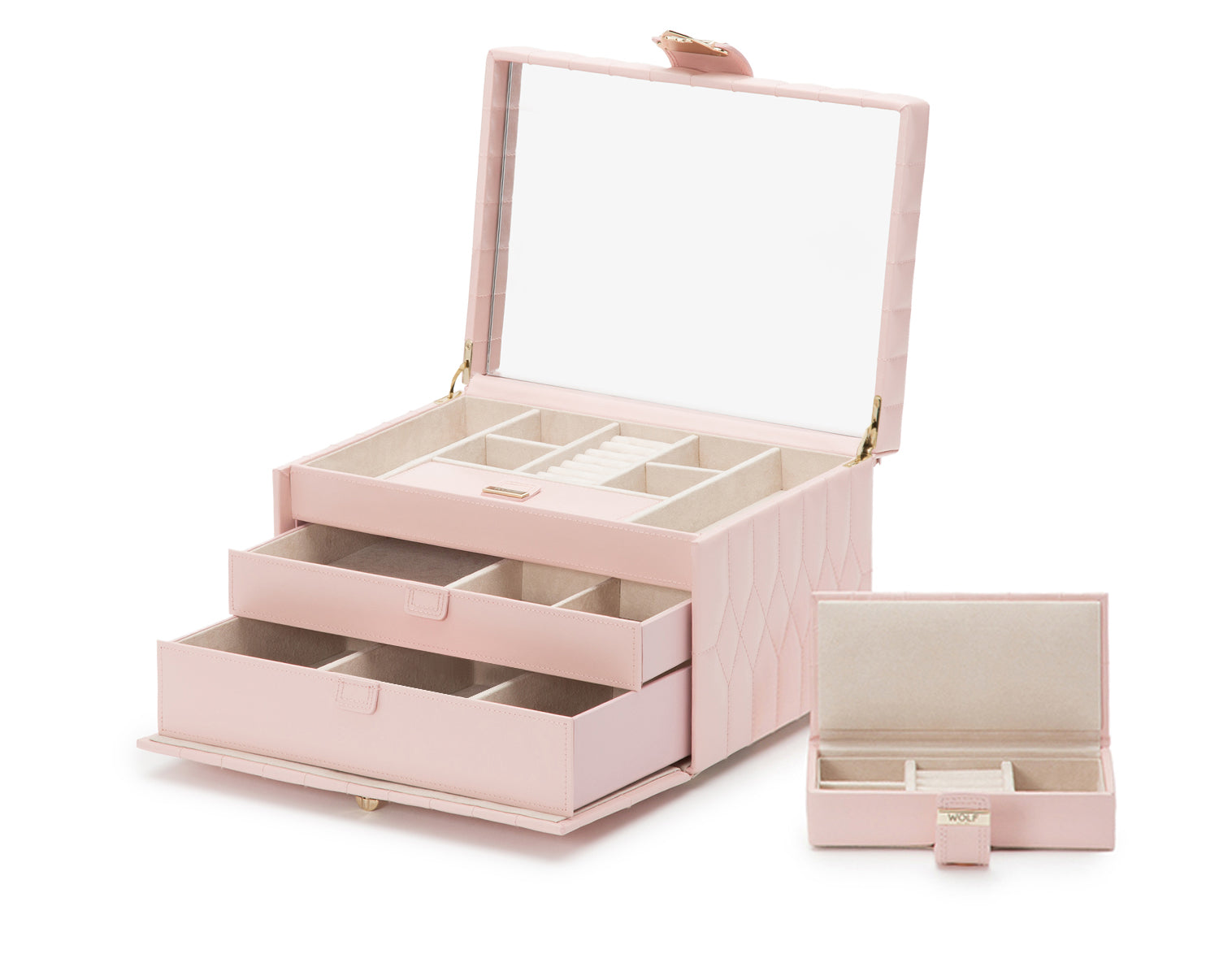 Rose Quartz WOLF Caroline Medium Jewellery Case