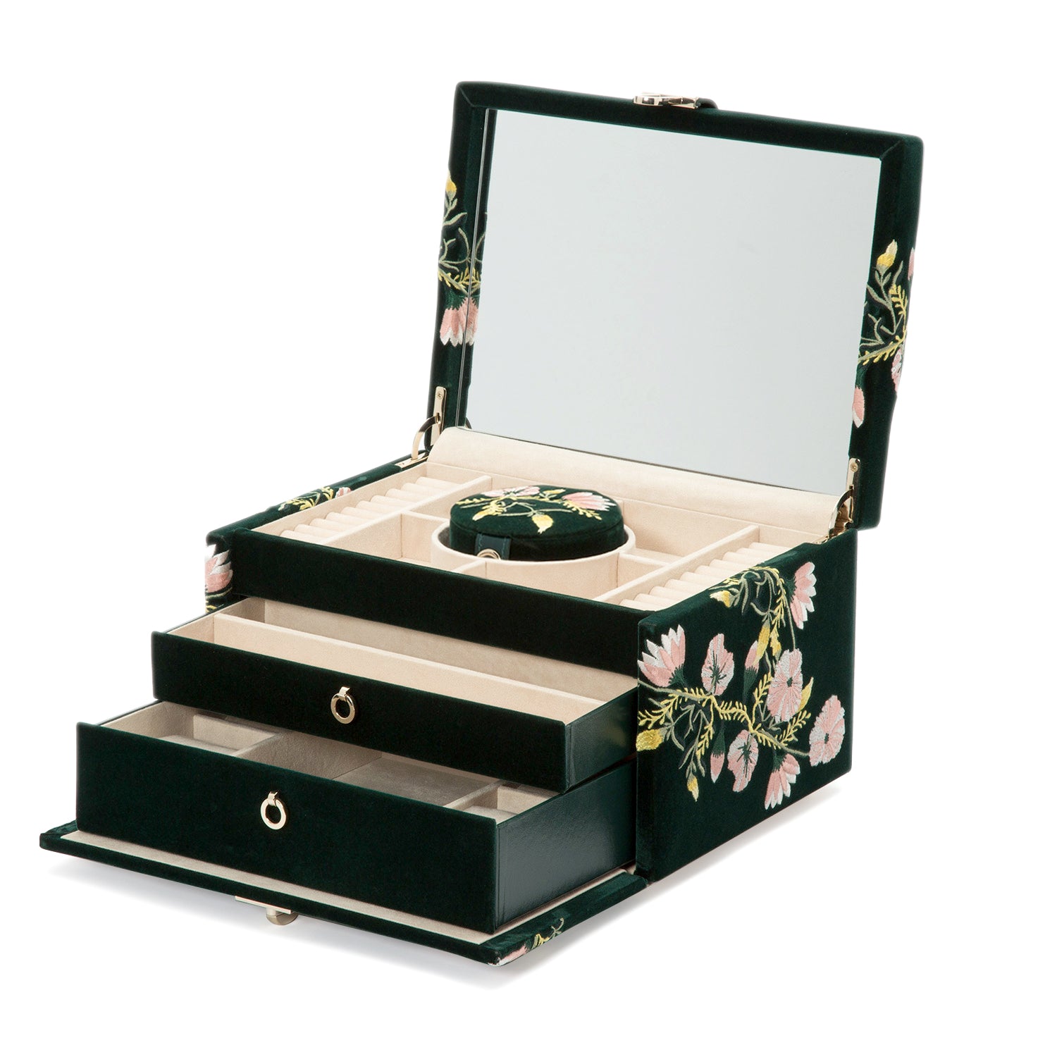 Forest Green WOLF Zoe Medium Jewellery Box