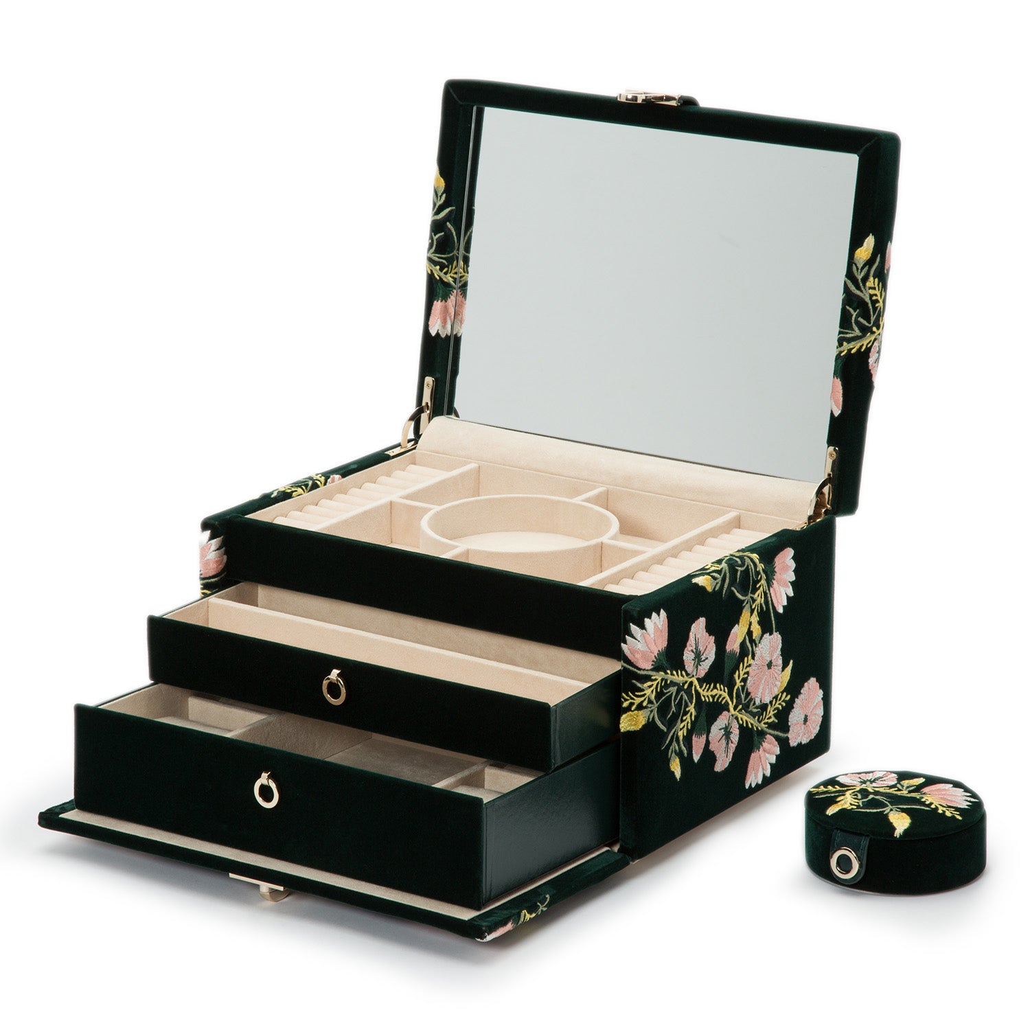 Forest Green WOLF Zoe Medium Jewellery Box