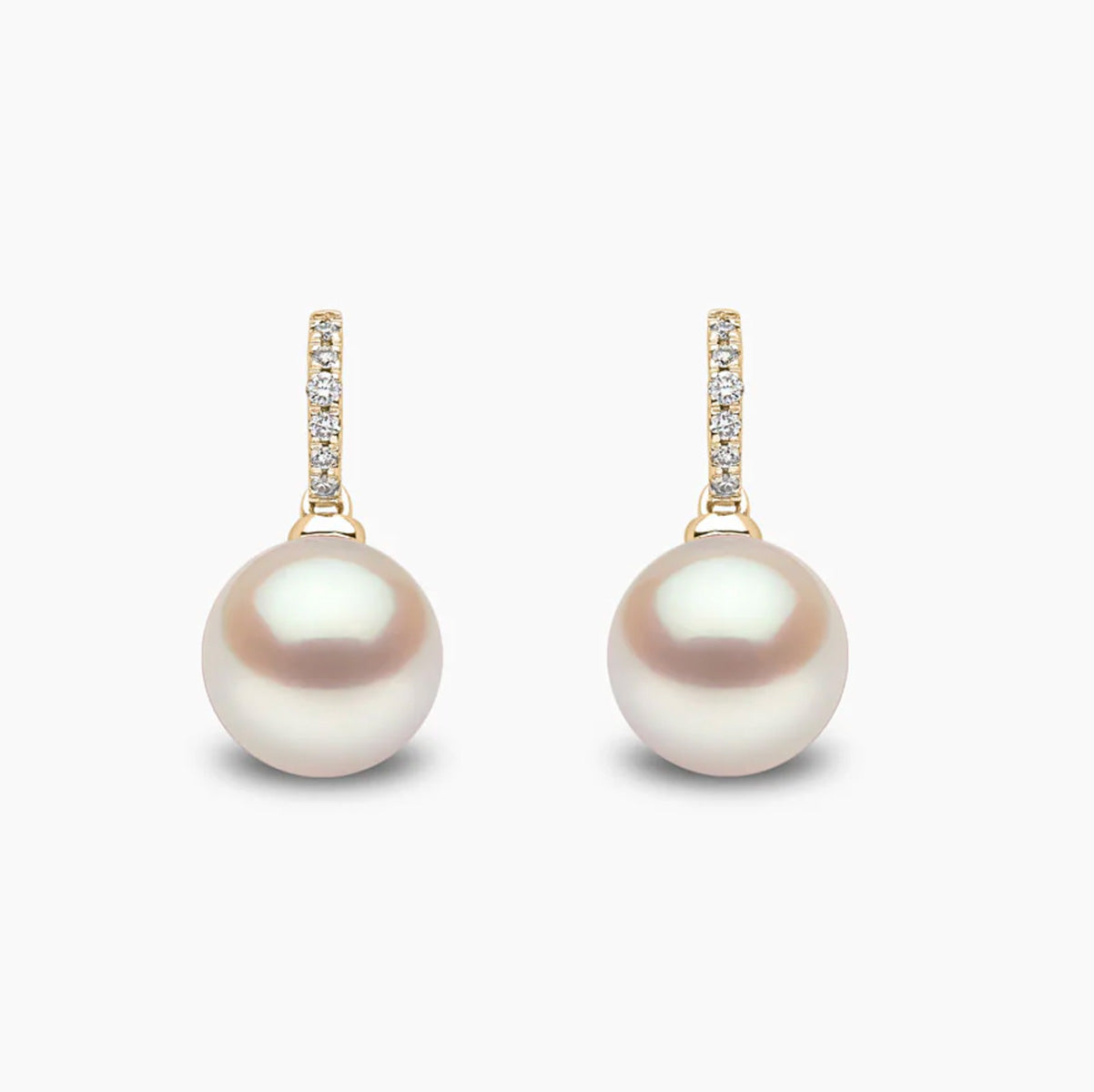 18K Yellow Gold Freshwater Pearl & Diamond Drop Earrings