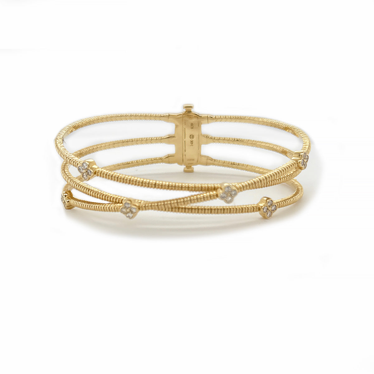 14K Yellow Gold Triple Strand Crossover Bangle