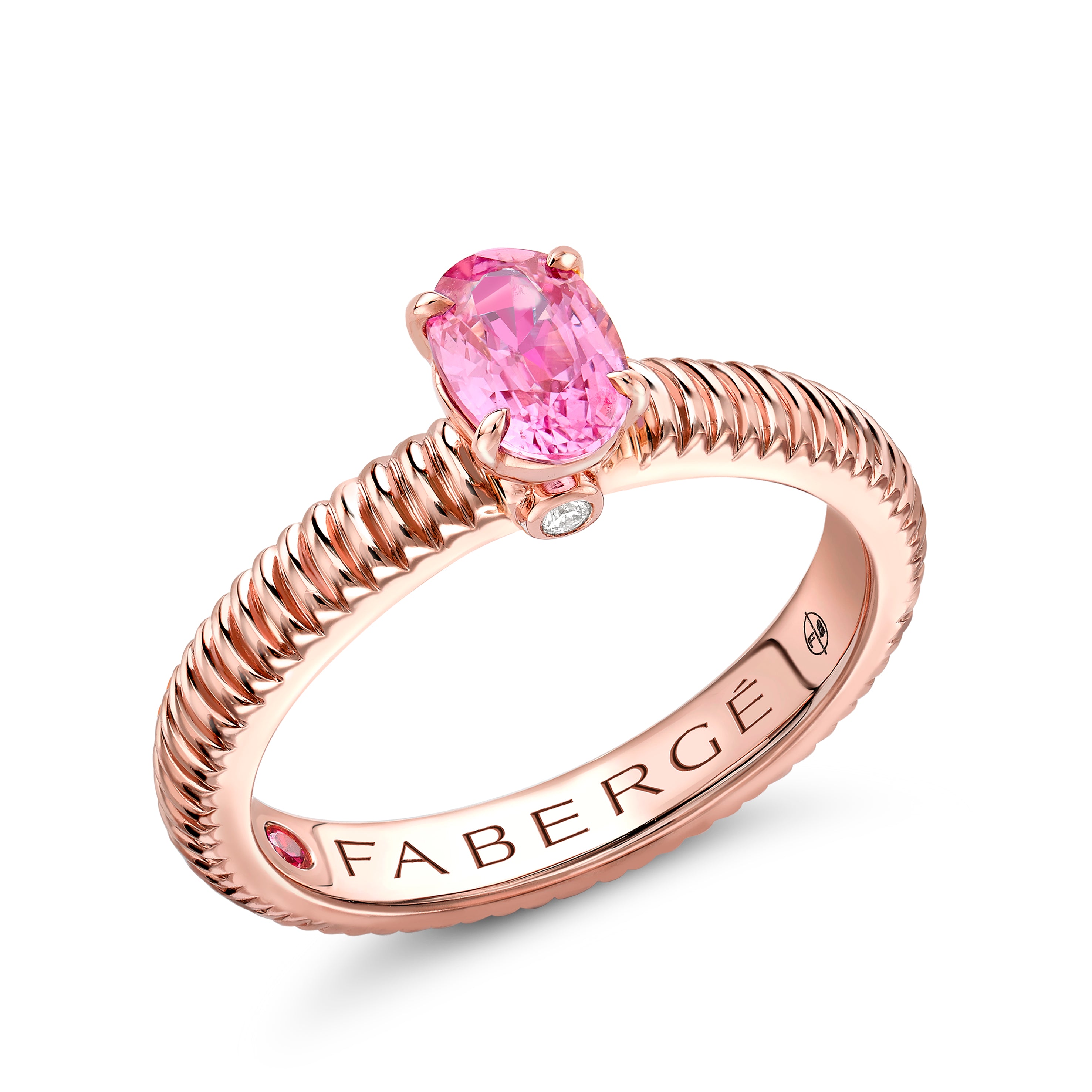 Colours of Love Rose Gold Pink Sapphire Fluted Ring