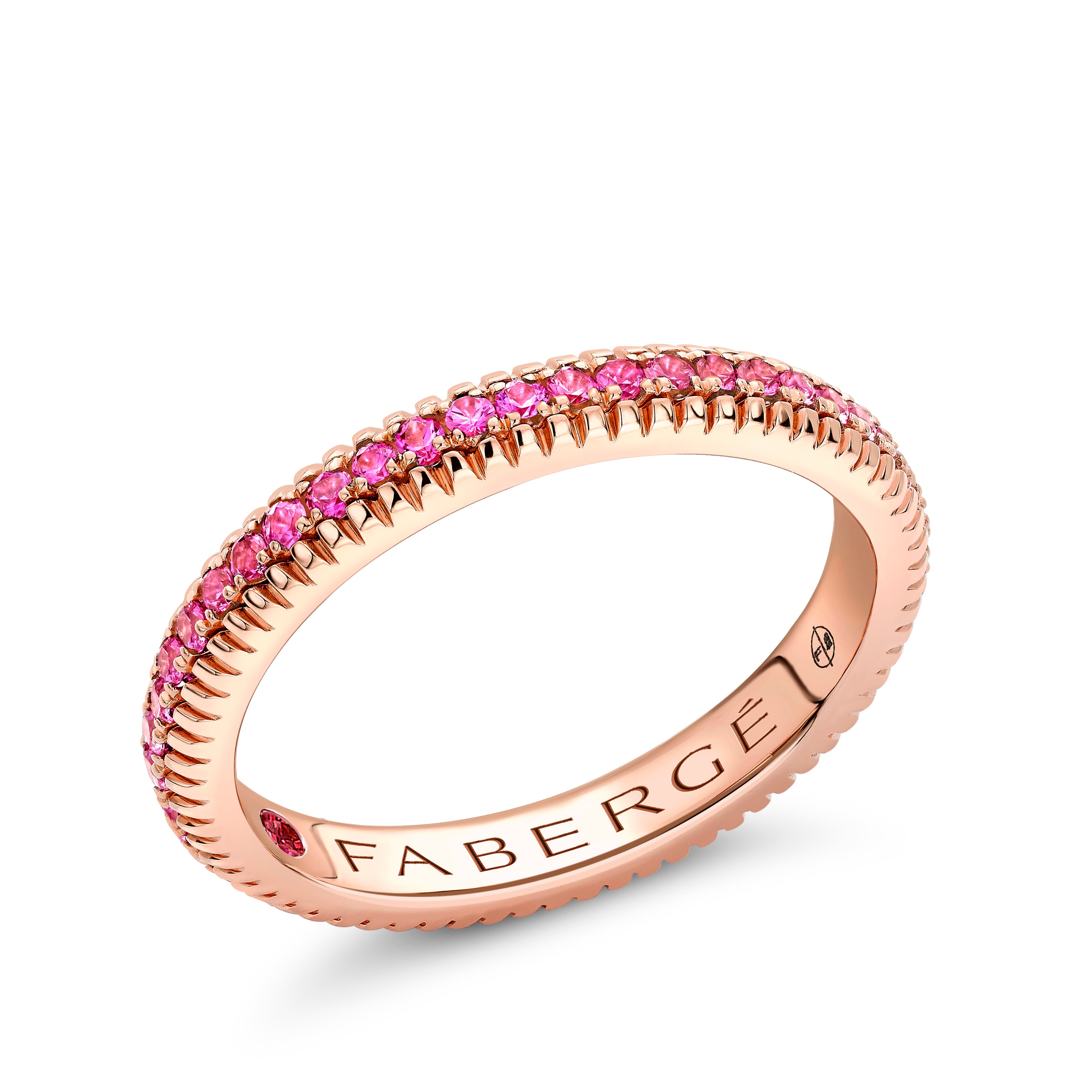 Colours of Love Rose Gold & Pink Sapphire Fluted Eternity Ring