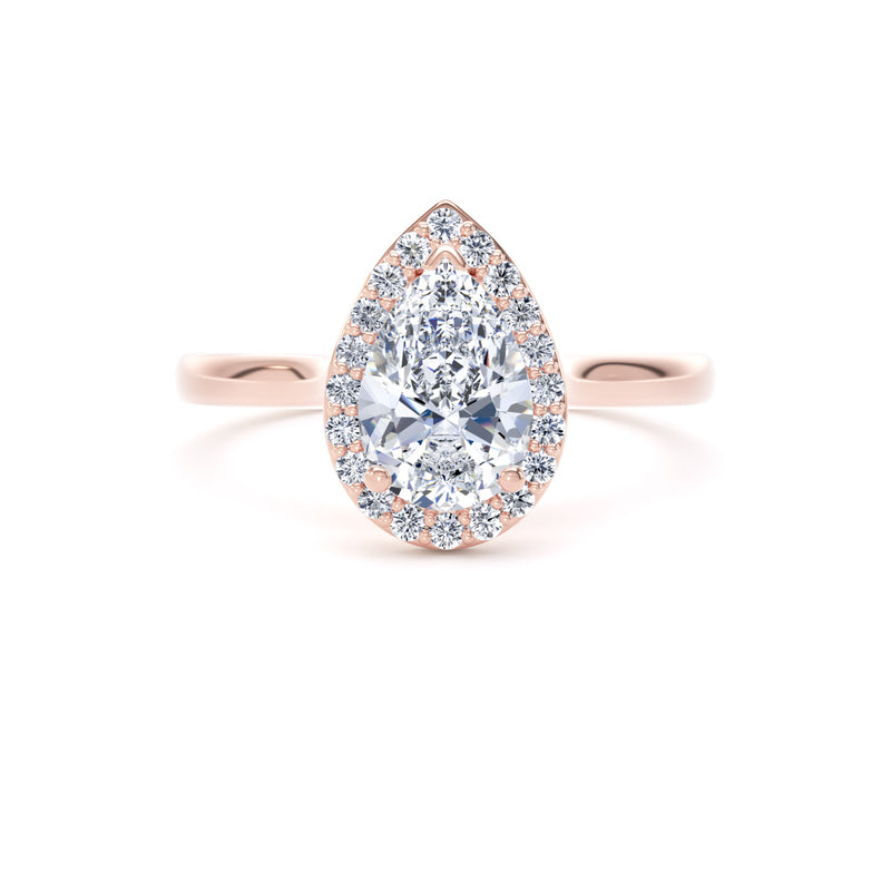 Suri Pear Cut Engagement Ring in 9ct Rose Gold