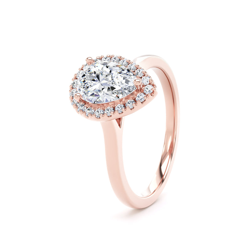 Reina Pear Cut Engagement Ring in 9ct Rose Gold