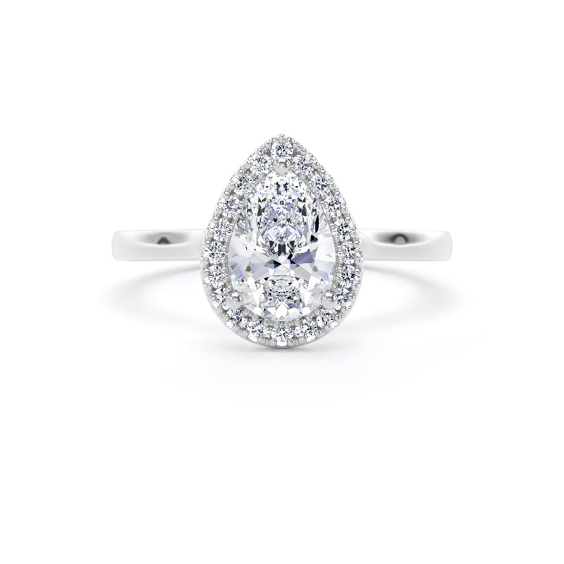 Reina Pear Cut Engagement Ring in 18ct White Gold