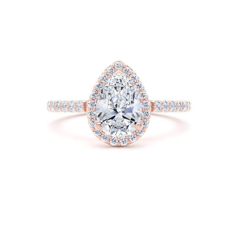 Nyla Pear Cut Engagement Ring in 18ct Rose Gold