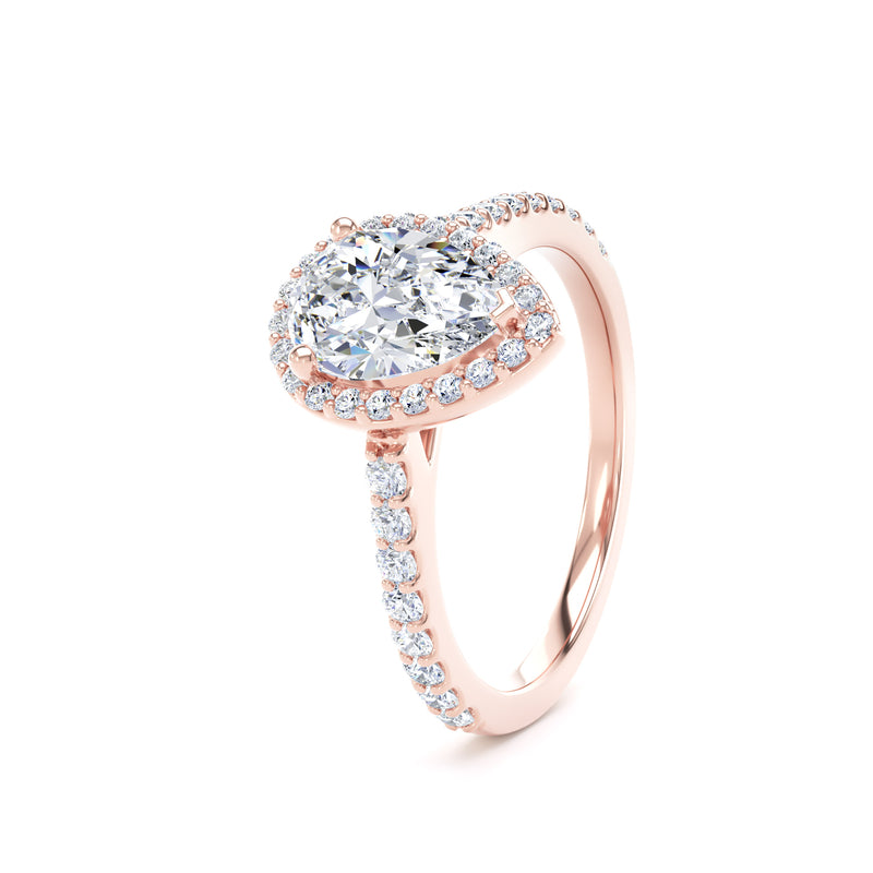 Nyla Pear Cut Engagement Ring in 18ct Rose Gold