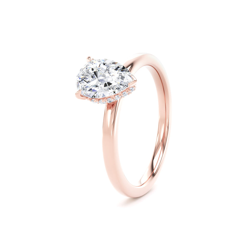 Leda Pear Cut Engagement Ring in 9ct Rose Gold