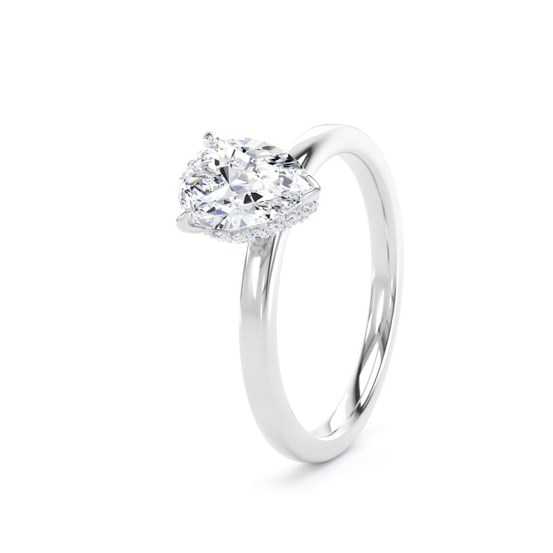 Leda Pear Cut Engagement Ring in 9ct White Gold