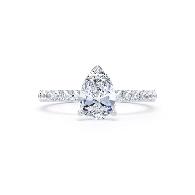 Kaia Pear Cut Engagement Ring in 18ct White Gold