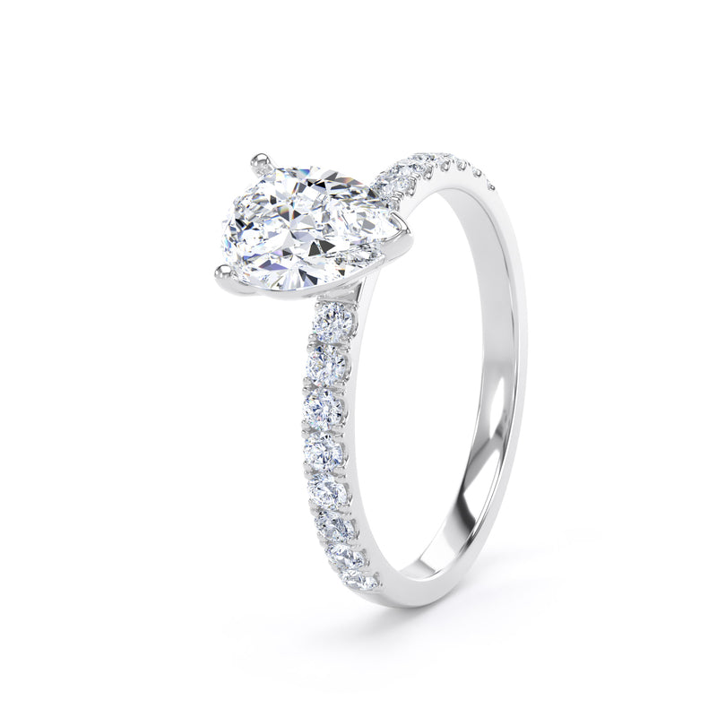 Kaia Pear Cut Engagement Ring in 18ct White Gold