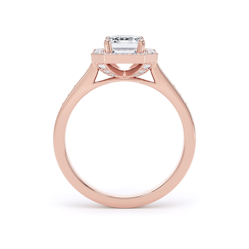 Juno Emerald Cut Engagement Ring in 9ct Rose Gold