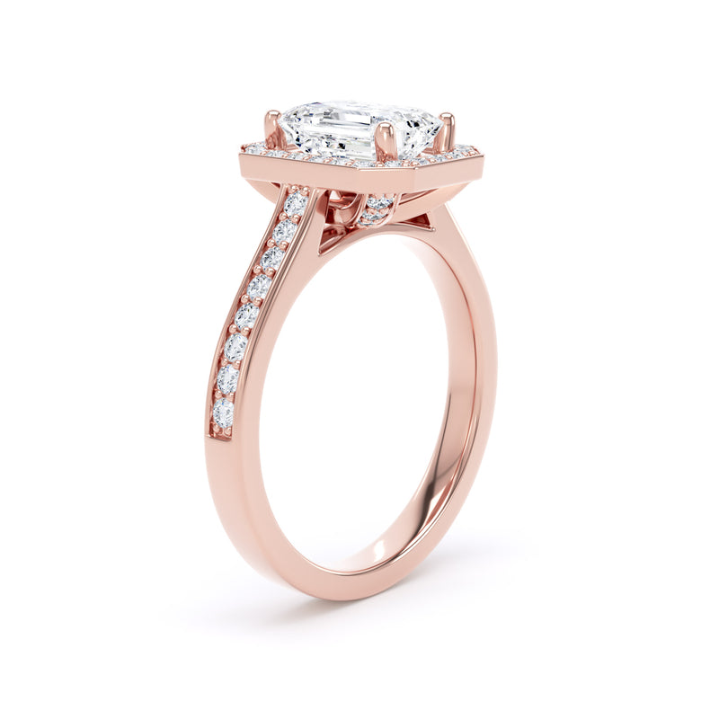 Juno Emerald Cut Engagement Ring in 9ct Rose Gold