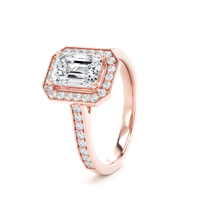 Juno Emerald Cut Engagement Ring in 9ct Rose Gold