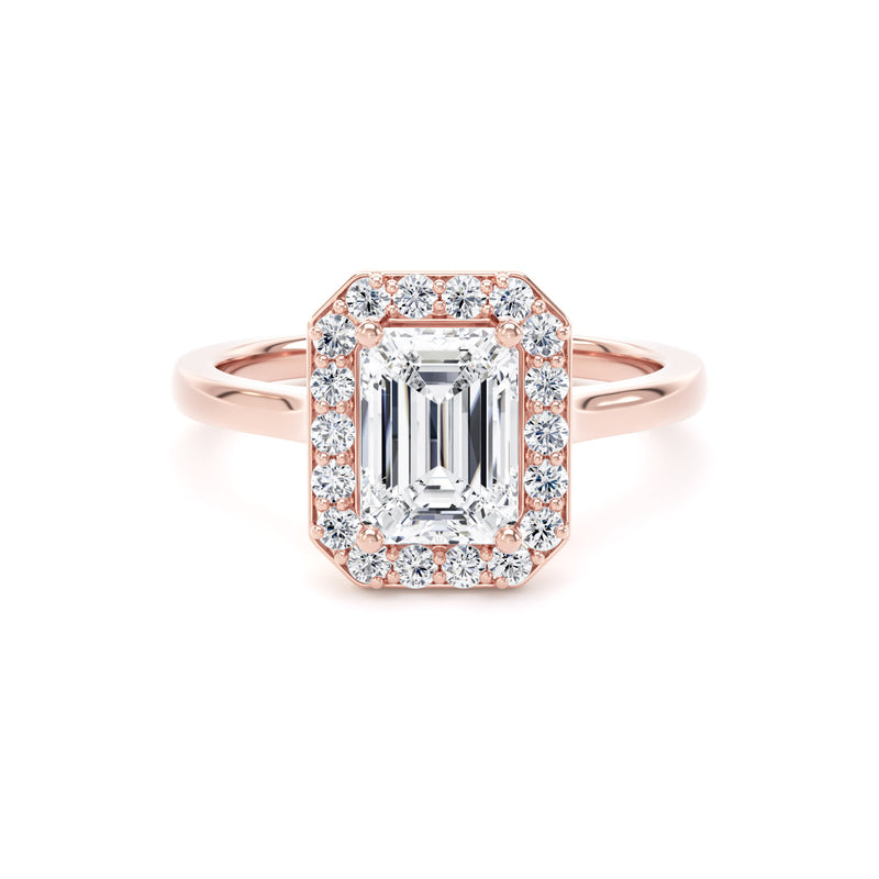 Inez Emerald Cut Engagement Ring in 18ct Rose Gold