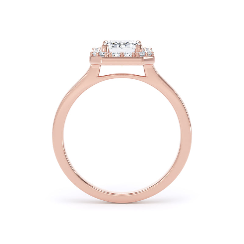 Inez Emerald Cut Engagement Ring in 18ct Rose Gold