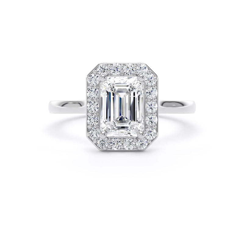 Inez Emerald Cut Engagement Ring in 18ct White Gold
