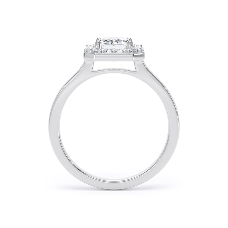 Inez Emerald Cut Engagement Ring in 18ct White Gold