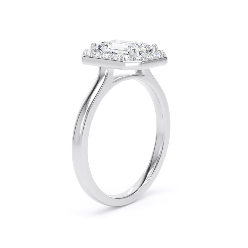 Inez Emerald Cut Engagement Ring in 18ct White Gold