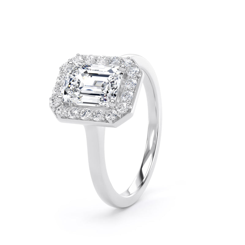 Inez Emerald Cut Engagement Ring in 18ct White Gold