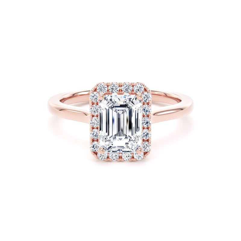 Hana Emerald Cut Engagement Ring in 18ct Rose Gold