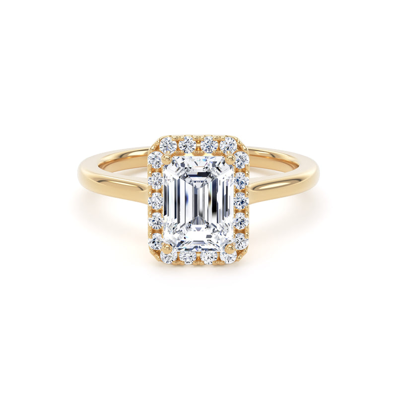 Hana Emerald Cut Engagement Ring in 9ct Yellow Gold