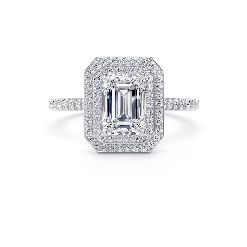 Greer Emerald Cut Engagement Ring in 18ct White Gold