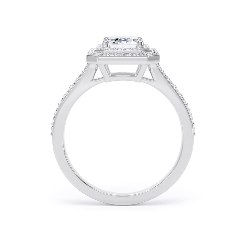 Greer Emerald Cut Engagement Ring in 18ct White Gold
