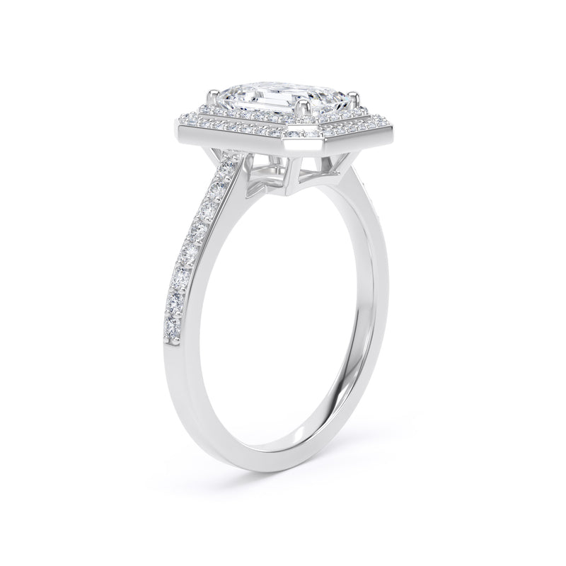 Greer Emerald Cut Engagement Ring in 18ct White Gold
