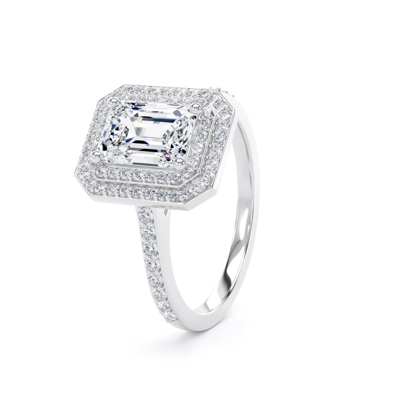 Greer Emerald Cut Engagement Ring in 18ct White Gold