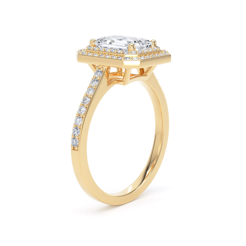 Greer Emerald Cut Engagement Ring in 9ct Yellow Gold