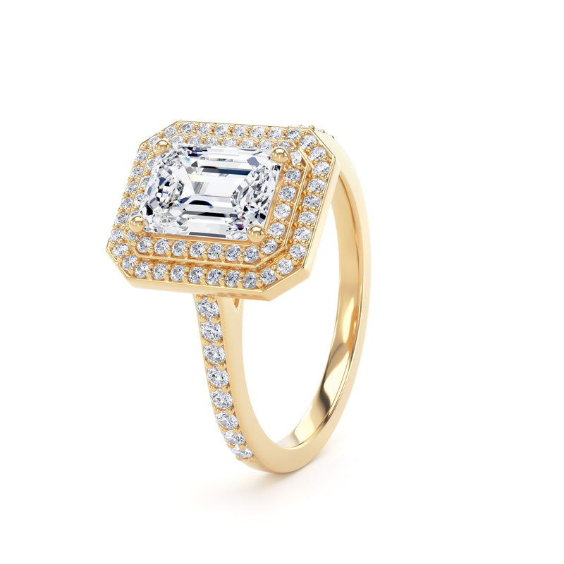 Greer Emerald Cut Engagement Ring in 9ct Yellow Gold