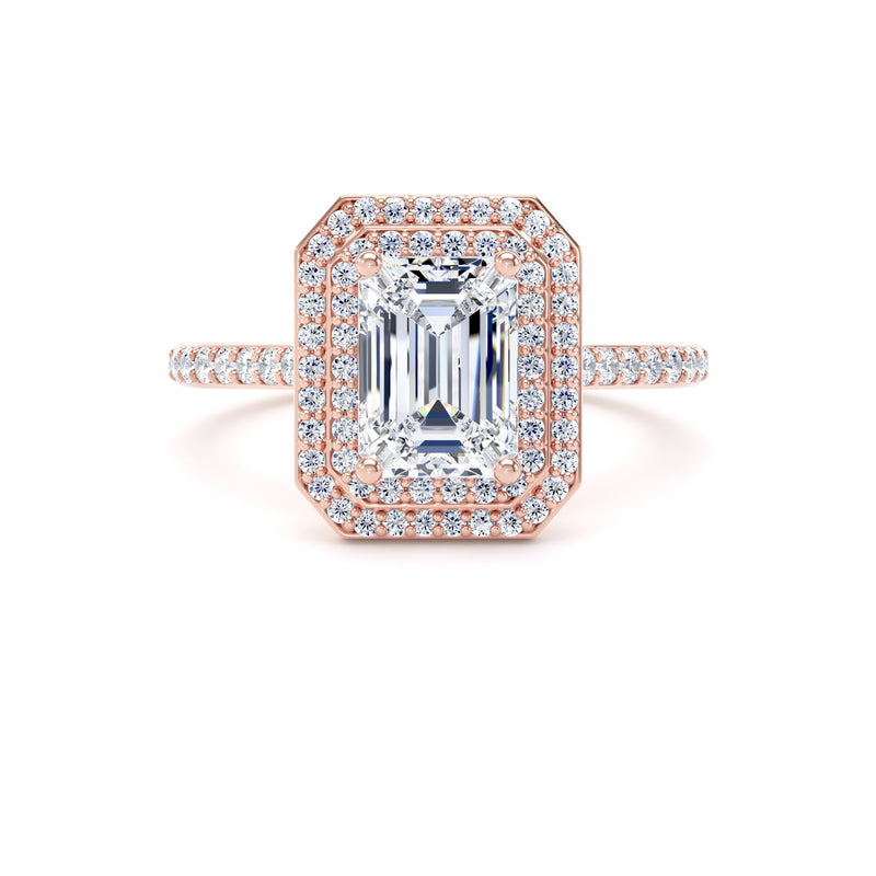 Fina Emerald Cut Engagement Ring in 18ct Rose Gold