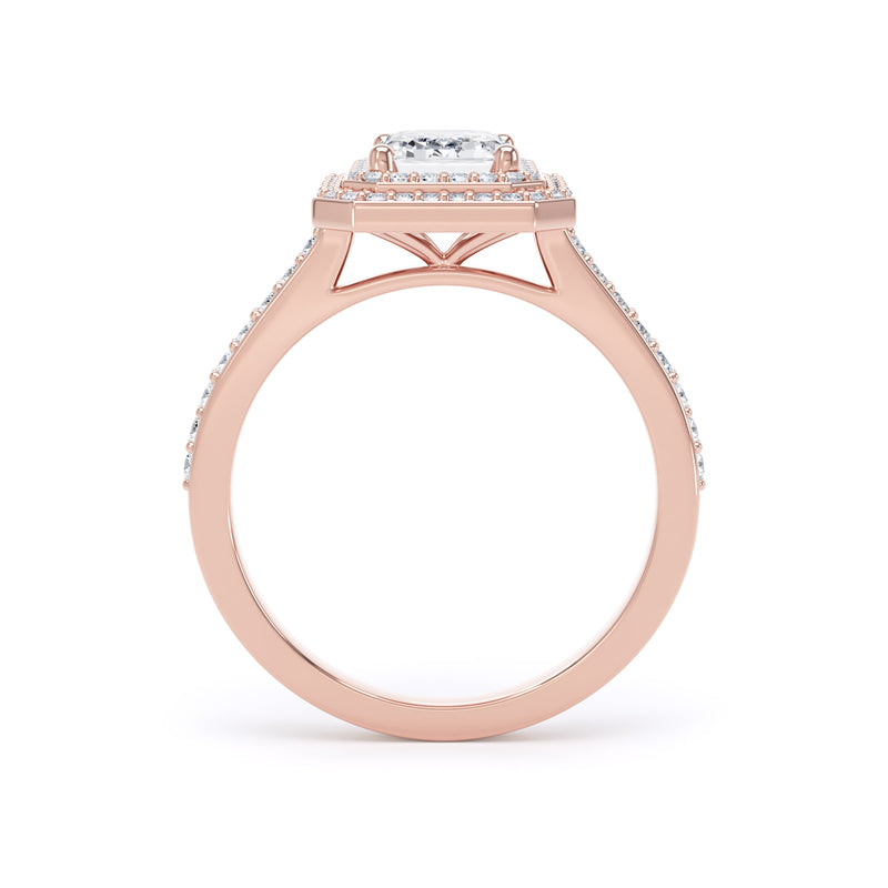 Fina Emerald Cut Engagement Ring in 18ct Rose Gold
