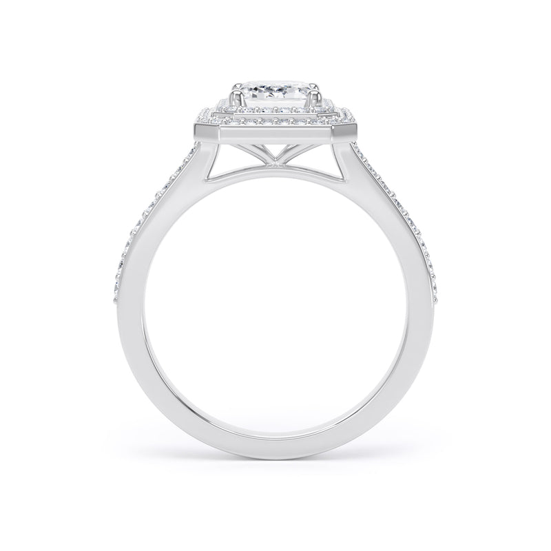 Fina Emerald Cut Engagement Ring in 18ct White Gold
