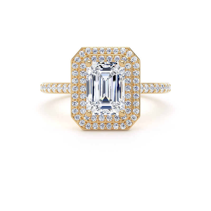 Fina Emerald Cut Engagement Ring in 9ct Yellow Gold