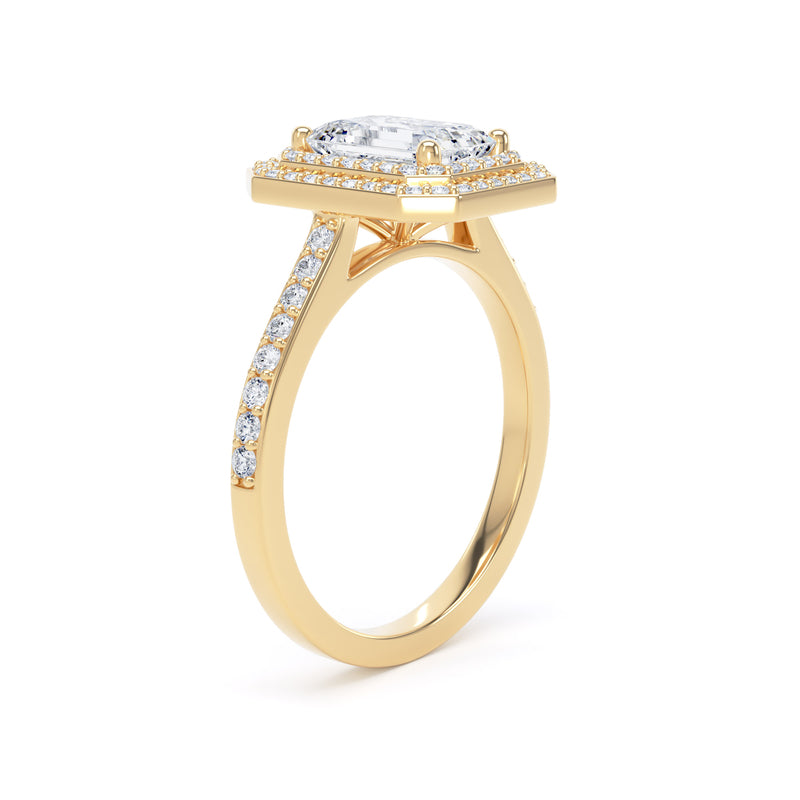 Fina Emerald Cut Engagement Ring in 9ct Yellow Gold