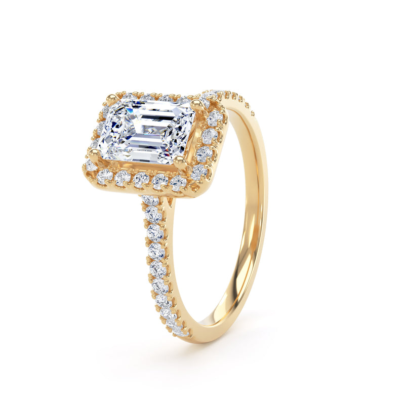 Esme Emerald Cut Engagement Ring in 9ct Yellow Gold