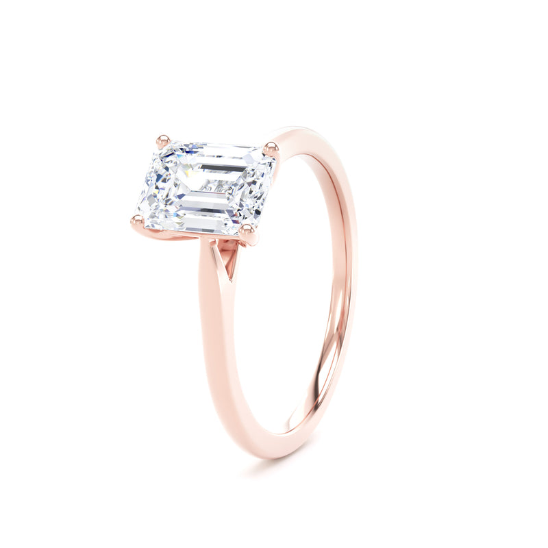 Elin Emerald Cut Engagement Ring in 9ct Rose Gold