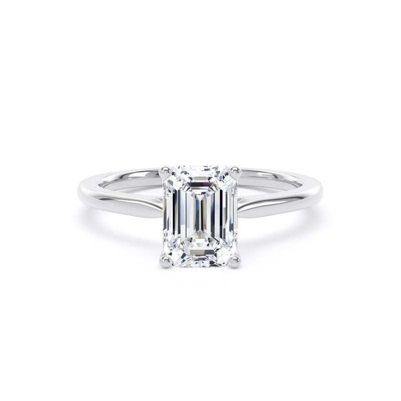 Elin Emerald Cut Engagement Ring in 9ct White Gold