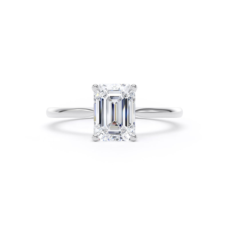 Elin Emerald Cut Engagement Ring in 18ct White Gold