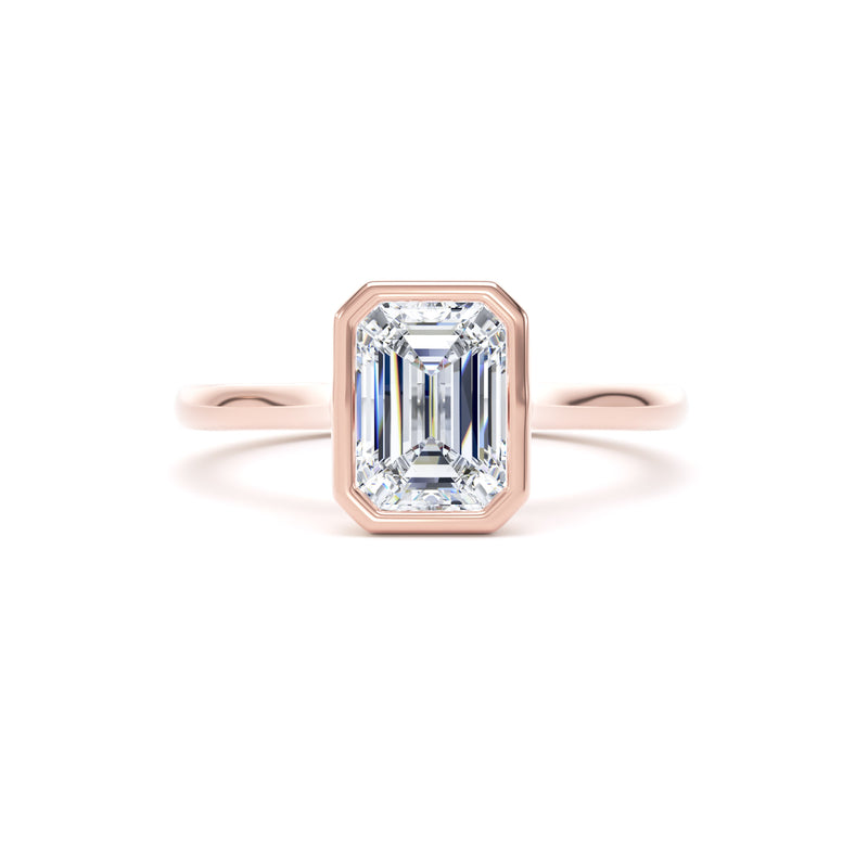 Dina Emerald Cut Engagement Ring in 18ct Rose Gold